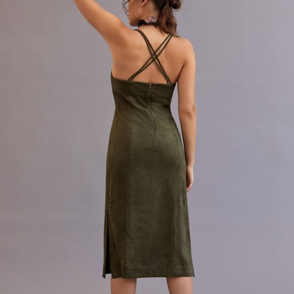 HTF Anthropologie Sueded Slip Midi Dress - Picture 3 of 5
